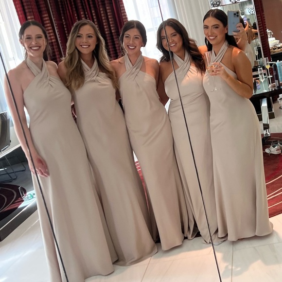 Anthropologie BHLDN Ruby Twist Halter Satin Gown - Picture 4 of 6